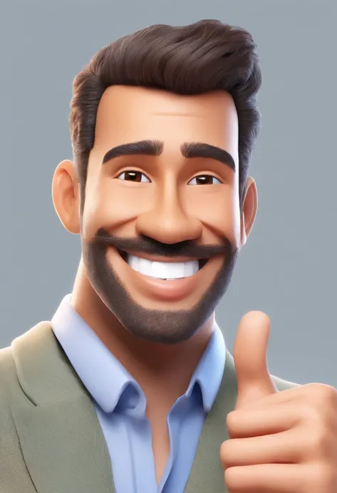 Illustration of a smiling man, healthy smile, Swarthy man with a big smile, smiling happily at the camera, Cheeky smile, its smiling, A very wide smile, Smiling man, Profile Picture for Headshot, Laughing Big Smile, Drawing in 3D Art style, c4d, Pure white...