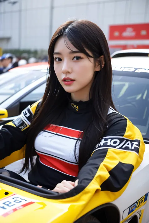 (extra detailed body、extra detailed face、best qualtiy:1.2)、femele、looking at the viewers、(rally racer、Female Driver）