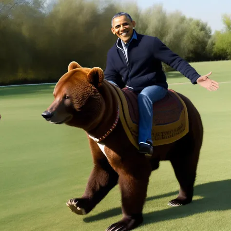 Obama riding a bear with Patrick