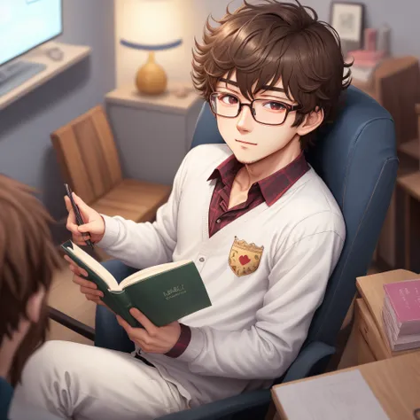 Glasses Reading Love Perm Mash Anime Boy