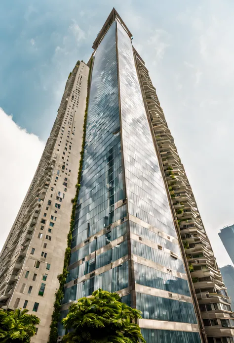 mega high-rise building, tall house, the building is a skyscraper, Tall skyscrapers, There are tall glass skyscrapers, visto ao longe, Single building, skyscrapper, Complete building, emphasis on tall buildings, A tall building full of glass walls，There ar...