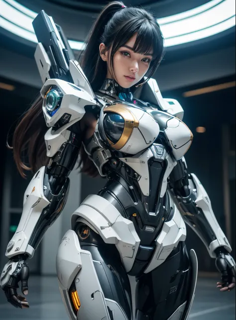 Textured skin, Super Detail, high details, High quality, Best Quality, hight resolution, 1080p, hard disk, Beautiful,(cyborgs),Boob missiles,beautiful cyborg woman,Mecha Cyborg Girl,Battle Mode,Girl with a Mecha Body,She wears a battle cyborg mech with a w...