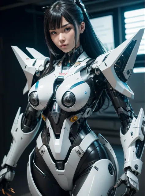 Textured skin, Super Detail, high details, High quality, Best Quality, hight resolution, 1080p, hard disk, Beautiful,(cyborgs),Boob missiles,beautiful cyborg woman,Mecha Cyborg Girl,Battle Mode,Girl with a Mecha Body,She wears a battle cyborg mech with a w...