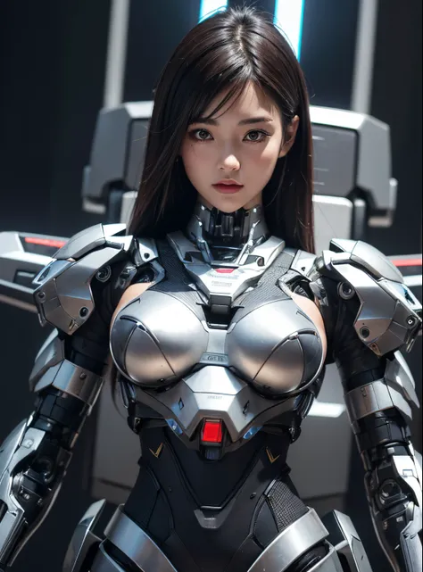 Textured skin, Super Detail, high details, High quality, Best Quality, hight resolution, 1080p, hard disk, Beautiful,(cyborgs),Boob missiles,beautiful cyborg woman,Mecha Cyborg Girl,Battle Mode,Girl with a Mecha Body,She wears a battle cyborg mech with a w...