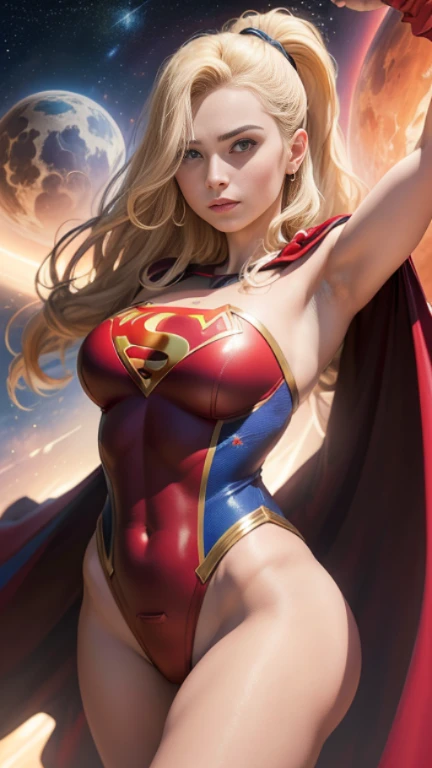 ((best quality)) ((Ultra Detalhado)) ((supergirl)) ((foto do corpo inteiro)) (( botas vermelhas)) ((com da roupa da supergirl)) ((rosto detalhado)) ((blue swimsuit)) ((big tits)) ((cabelo longo loiro)) ((cabelo longo sedoso)) ((ino)) ((corpo atletico)) ((o...