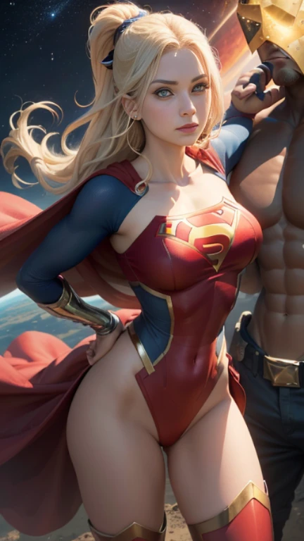 ((best quality)) ((Ultra Detalhado)) ((supergirl)) ((foto do corpo inteiro)) (( botas vermelhas)) ((com da roupa da supergirl)) ((rosto detalhado)) ((blue swimsuit)) ((big tits)) ((cabelo longo loiro)) ((cabelo longo sedoso)) ((ino)) ((corpo atletico)) ((o...