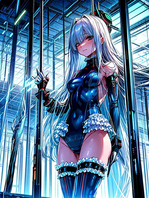 1girl in, ( (digital) ( ), medium breasts, (fril swimsuit, thighs thighs thighs thighs, Detached sleeves)) , Best Quality, marierose,、Hypnorola
Eyes in the sky、1girl in,Emotionless facial expressions,,(Inside a futuristic experimental facility in the backg...