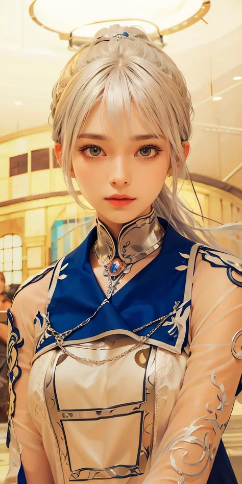 1girl ,silver hair, high quality, ultra detailed, masterpiece, realistic