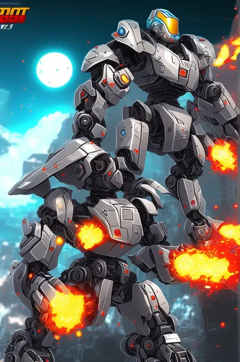 Combat robot 2D anime style