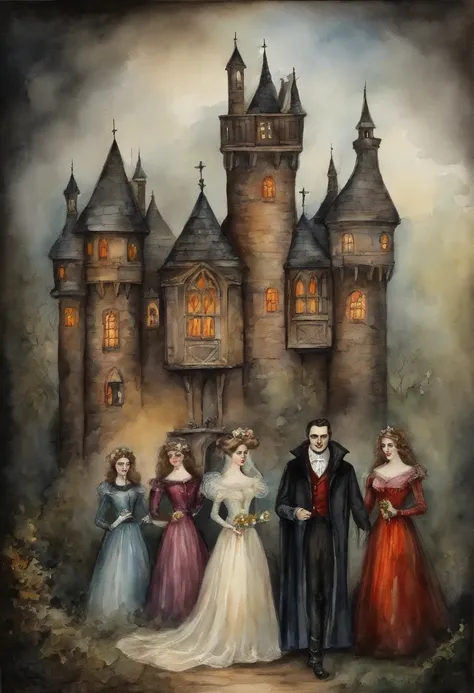 Count Dracula and his brides, Old dark castle, Victorian era