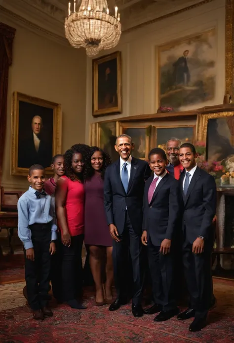 A photo of the president with a group of young artists,original,Barack Obama