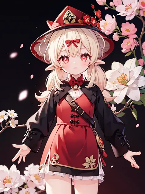 2d, masterpiece, best quality, anime, highly detailed eyes, highly detailed face, highly detailed background, perfect lighting, cowboy shot, feet out of frame, 1girl, solo, standing, hu tao (genshin impact), symbol-shaped pupils, flower-shaped pupils, hat,...