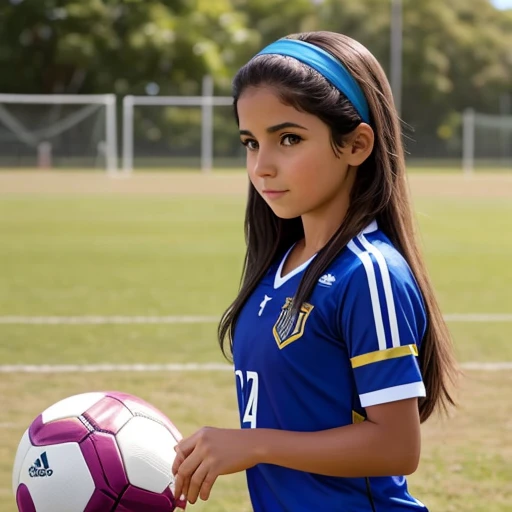 Isabela Merced, medium hair, hairband, soccer uniform,