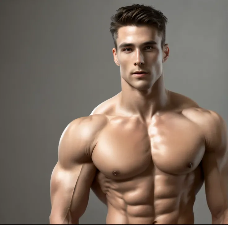 Ultra-clear rendering of naked muscular beauty