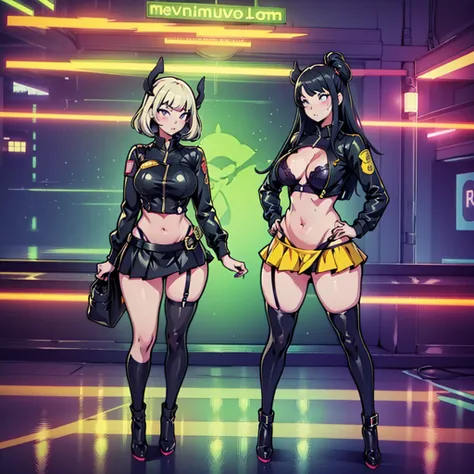 Anime girl standing on city street in leather skirt and black erotic lingerie, Ilya Kuvshinov de cabelos compridos, Arte estilo Guviz, Anime Art Wallpaper 8K, Guvitz na empresa Pisif Art Station, Guwiz at Pisiv art station, Arte de anime cyberpunk, menino ...