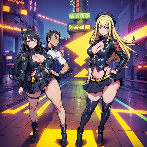 Anime girl standing on city street in leather skirt and black erotic lingerie, Ilya Kuvshinov de cabelos compridos, Arte estilo Guviz, Anime Art Wallpaper 8K, Guvitz na empresa Pisif Art Station, Guwiz at Pisiv art station, Arte de anime cyberpunk, menino ...