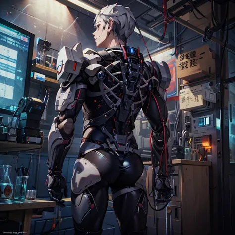 （（（tmasterpiece）））， （（best qualtiy））， （super detailing）， （CG illustration）， （Very evil and beautiful））， cinematric light， （（1 Mechanical Girl））， slips， （Mechanical art： 1.4）， （（Mechanical limb）），  （（The mechanical spine is attached to the back））， （（The mec...