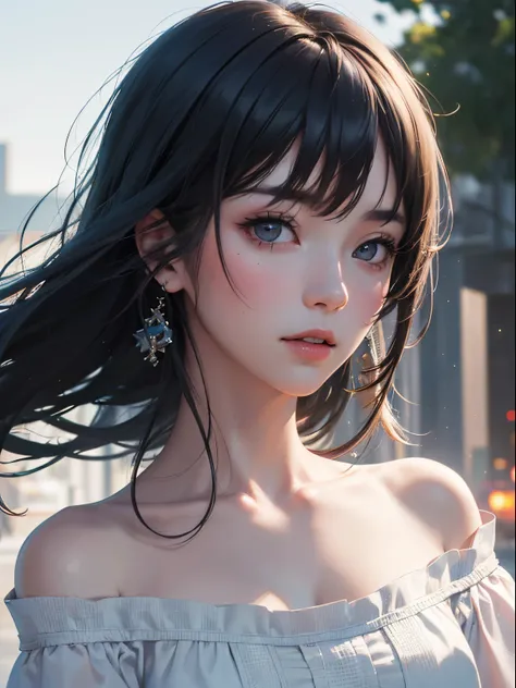 (masterpiece, best quality, beautiful girl, pretty face:1.2), solo, (close up face:1.2), yukino yukinoshita, 8k, official art, raw photo, incredibly absurdres, off shoulder, looking at viewers, slender, teen, facelight, film grain, chromatic aberration, sh...