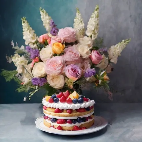 Exquisite mixed fruit cream birthday cake