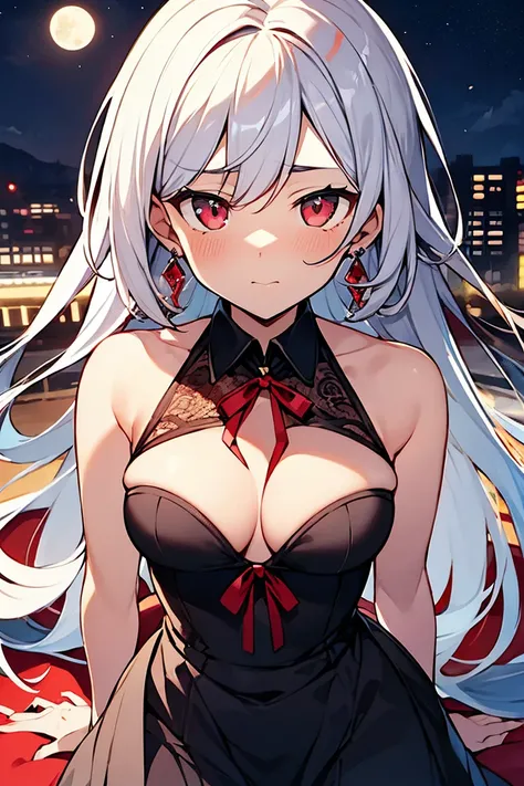 17 Years Old, beautiful girl, masterpiece, 最高品質, 8K anime,Surf the picture,illustration, 1 girl, bara,black dress skirt, White shirt, Fold the red ribbon on the chest................., ,Precise, bestquality,shape: Height about 164 cm................... The...