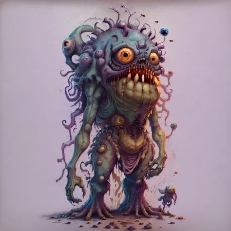 A very strange-looking creature with a large mouth, um monstro de cardo humanoide, Criatura da loucura, assustadora criatura de carne mutante, cosmic horror creature, arte conceitual monstro, criatura assustadora, Vecna de Stranger Things, design de criatu...