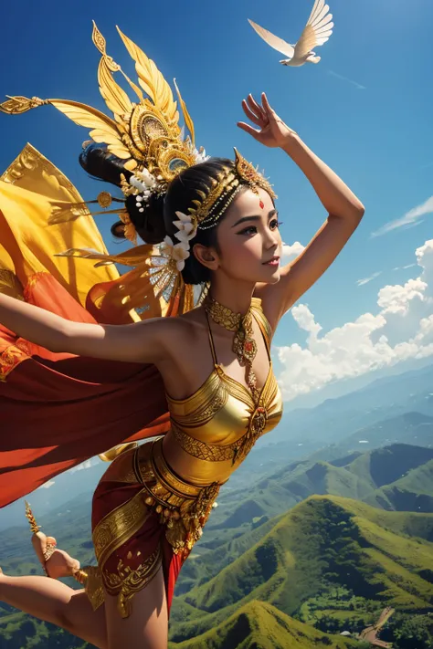 balinese dancer flying in the sky