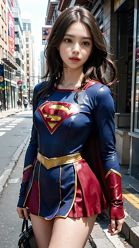 Cuerpo de mujer conjunto pechos enormes, Vestido de disfraz de Supergirl