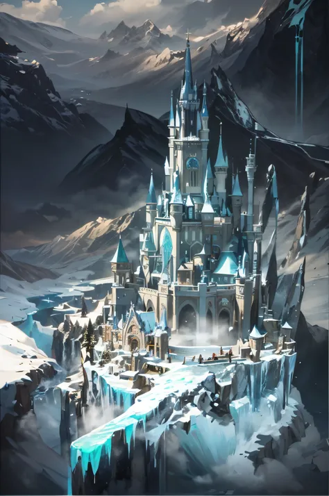 (Frozens worldview) There is a beautiful princess in a fantastic castle made of ice. She can use ice magic, but she fears that it will harm the villagers, so she magically builds an ice castle deep in the mountains, far from human habitation. The ice castl...