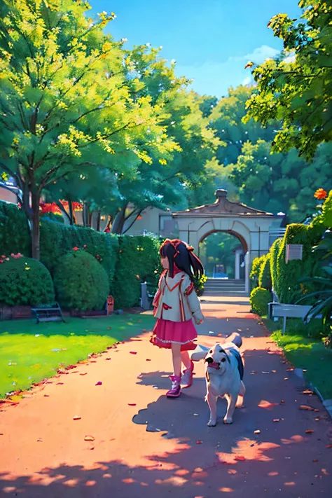 girl, playing, in, park, with, dog,