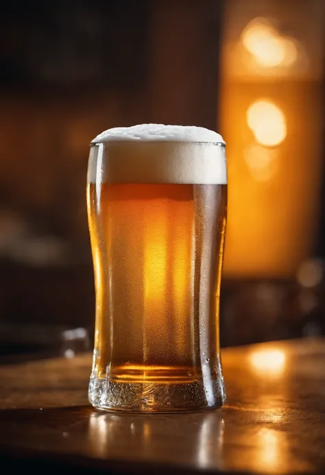 a close-up shot of a beer mug with condensation on the outside, emphasizing the beer’s refreshing and thirst-quenching qualities