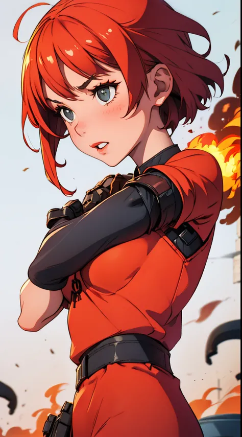 firegirl with short fire hair