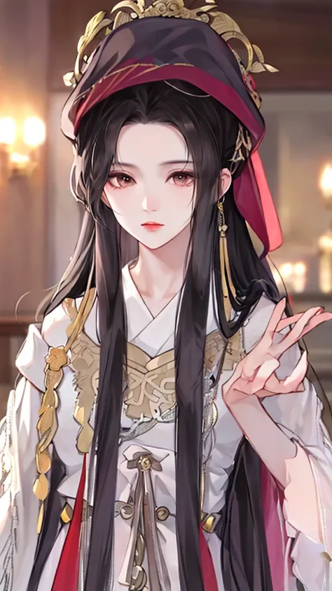 heroes&#39;A masterpiece in the style of ancient Wei Zi，Close-up of a woman with black hair，put the cloak on your head，Exquisite epic character art，Presenting stunning aesthetics and antique atmosphere，The delicate brushstrokes and depth of field in the pi...