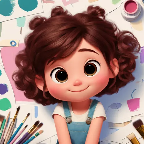 a cartoon girl using brushes, painting digital adorable, retrato pixar, Estilo de Arte Pixar, design de personagem bonito pixar, no estilo da Disney Pixar, arte digital bonito, pixar retrato 8 k foto, estilo pixar dos desenhos animados, Estilo de arte da P...