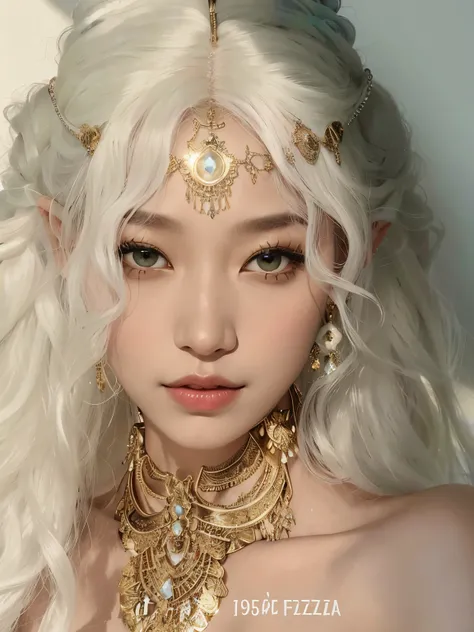 um close up de uma mulher com um cabelo branco muito longo, aesthetic!!!!!! female genie, com longos cabelos brancos, uma bela imperatriz fantasia, Ulzzang, Lalisa Manobal, com cabelos longos brancos, ((uma bela imperatriz fantasia)), branco hime corte pen...