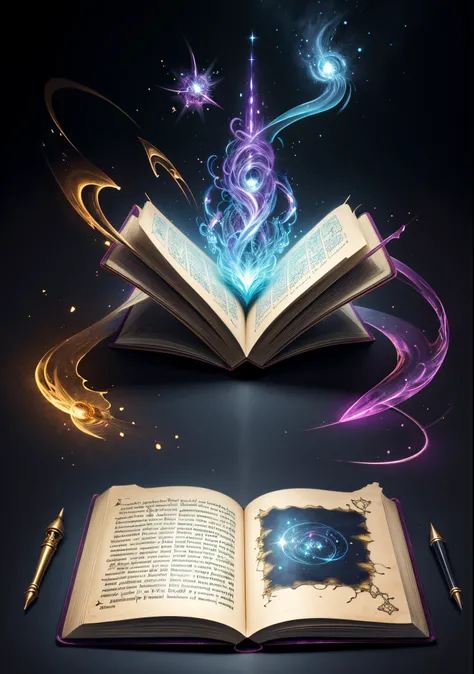 fantasy00d, ((masterpiece)), top quality, best quality, highres, (magical spell Book), simple background, 1 book