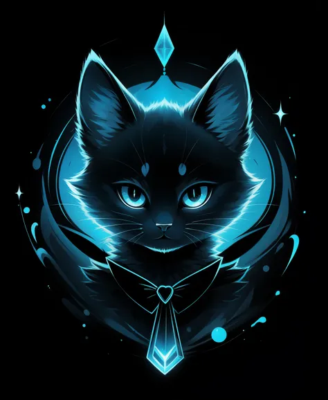 masterpiece, best quality, ultra high res, a cute cat, animal, beautiful, visually stunning, elegant, incredible details, award-winning painting, high contrast, vector art, line art, splatter, flat color, color merge gradient, (kitten:0.7), (dark blue them...