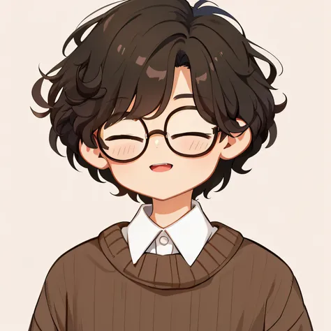 anime boy with glasses and a sweater, Retrato realista kawaii, en un estilo anime, Anime Moe Artstyle, Retrato estilo anime, con el pelo corto, Hagrid en lindo estilo anime, con gafas, en estilo anime, Lindo estilo de arte, Retrato de Lofi, Gafas redondas ...