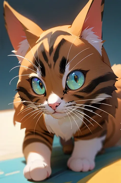 Close-up of a cat, adorable digital painting, anthro cat, cute 3 d render, ultra realistic picture, animated film still, photorealistic disney, ultrarealistic illustration, animated film, Isometric 3D fantasy cute cat, 4k HD fur face!!!