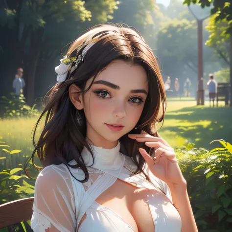 (Extremely detailed 8k wallpaper:2), (photo:2), (soigne Beautiful girl:2), (gives a lecture to friends:2), detailed (Face and eyes), (hyper realistic:1), (highly detailed:1), (epic realistic:1), rim light, (maximum details:1), cozy, (fullbody:1.3), (lookin...