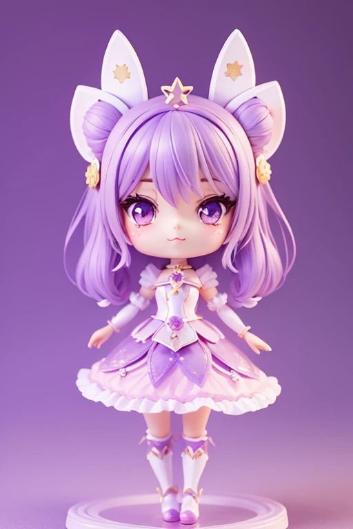 (Same character, front, side, back), (full body); 3d; cute; 3d toy art; toy art; anime style; glitter; horoscope sign Cancer ; color lavender; Crab details; ♋ symbol; amethyst stone;