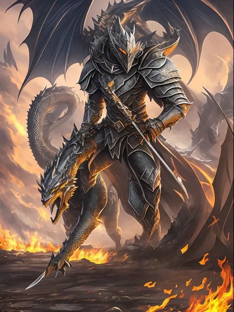 A knight with a sword defeat a evil dragon. --auto --s2