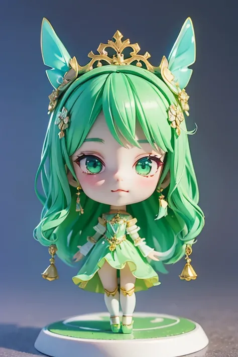 (Same character, front, side, back), (full body); 3d; 3d toy art; toy art; anime style; glitter; chrysocolla stone goddess