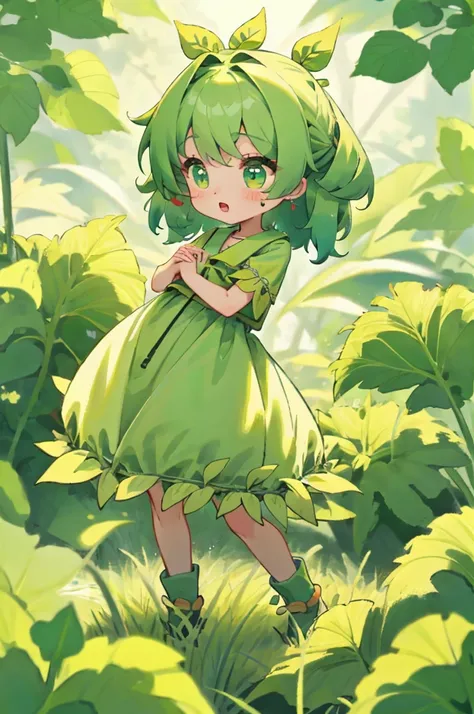 1 girl,green