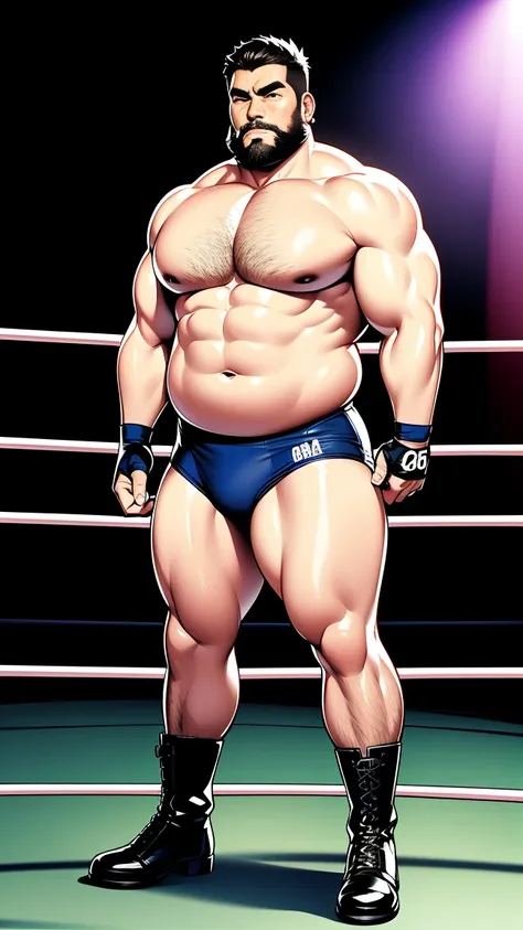 the only person，male people，Muscle wrestler，Muscular，Stout wrestler，Asian people，jpn，Uncles，60-year-old middle-aged man，Short hair details，Short hair details，Wrestling boots，Full body like，Panorama characters，WWE ring，WWE American professional wrestling，sp...