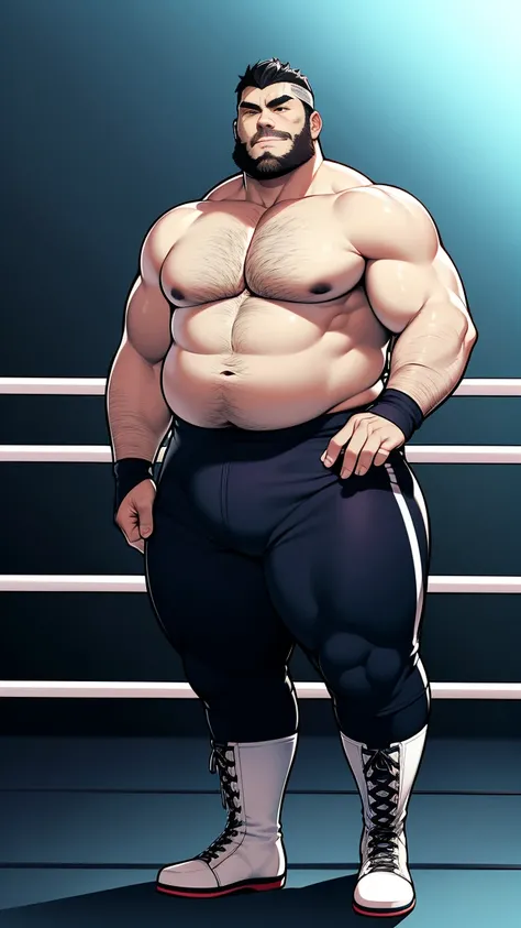 the only person，male people，Muscle wrestler，Muscular，Stout wrestler，Asian people，jpn，Uncles，60-year-old middle-aged man，Short hair details，Short hair details，Wrestling boots，Full body like，Panorama characters，WWE ring，WWE American professional wrestling，sp...