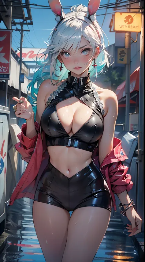 cute bunny girl,(((1girl))),((bunny girl with extremely cute and beautiful aqua hair)),(((bunny girl,anthro furry cute,bunny-girl))),(((bunny ears,bunny ears on head,big bunny ears))),

(large breasts:1.4),saggy breasts,(((aqua_hair  ponytail:1.35,aqua_hai...