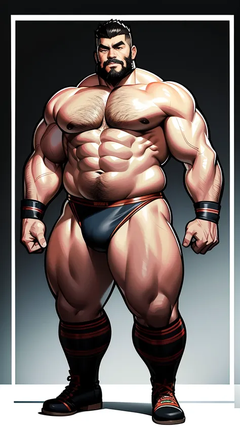 the only person，male people，Muscle wrestler，Muscular，Stout wrestler，Asian people，jpn，Uncles，60-year-old middle-aged man，Short hair details，Short hair details，Wrestling boots，Full body like，Panorama characters，WWE ring，WWE American professional wrestling，sp...