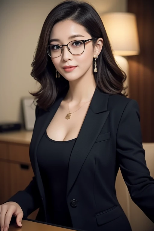 president’s office、(woman in a sexy suit)、a secretary、(Intelligent glasses)、Large office、s Office、top-quality、hight resolution、8K、女の子 1 人、(huge-breasted)、during the day、with light glowing、Tight suit、Do not wear shirts、Jacket only、Stockings:1.5、a gorgeous、(...