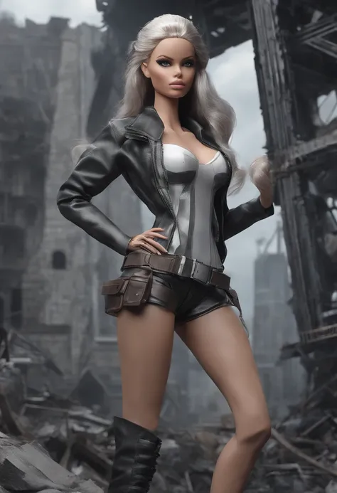 Full body, Cute Flawless barbie doll, young, arrogant, confident, hair bow, evil smirk, mean, thin, (bikini), high-heeled boots, tiara, looking at viewer, from below, masterpiece, 8k, super detail, best quality