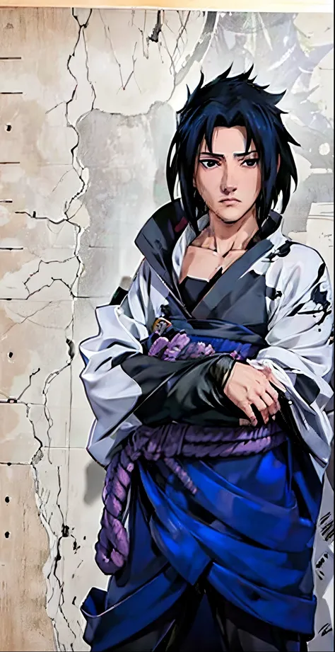 sasuke extremamente realista, muito bonito, roupas realista